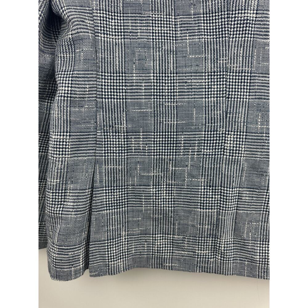 Zara Man Blazer Jacket Plaid Houndstooth Navy Blue & White US Men's Size 42 - Picture 12 of 13